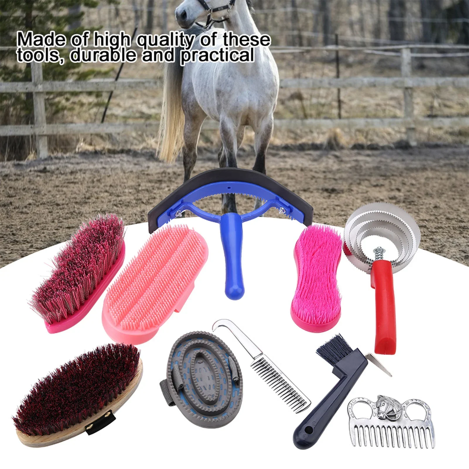 10Pcs Peralatan Perawatan Kuda - Grooming Kit Horse ulasan dan harga
